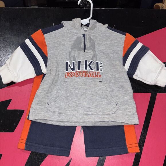 VINTAGE Y2K Nike Embroidered HOODIE & PANTS SET Toddler 12 Month Football - Picture 2 of 6